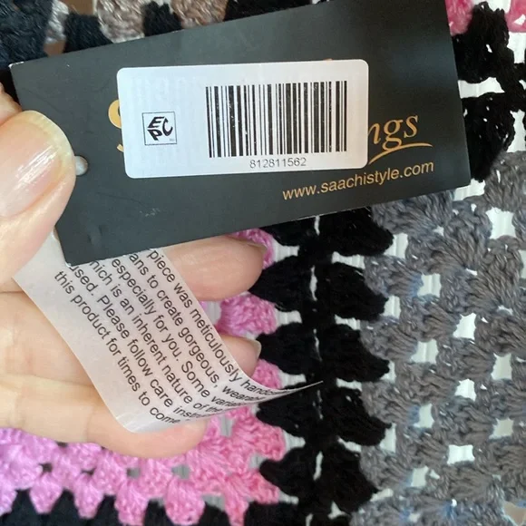 SAACHI NWT Vintage Inspired Boho Granny Square Knit Cardigan Sweater size O/S - Picture 13 of 17